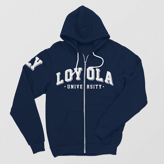 Sudadera azul - Modelo Loyola University (cremallera)