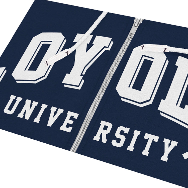 Sudadera azul - Modelo Loyola University (cremallera)