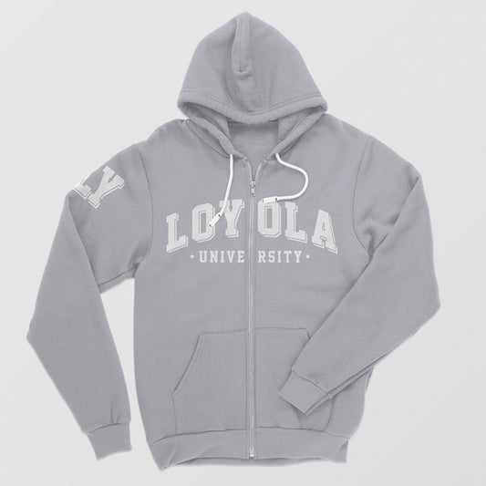 Sudadera gris - Modelo Loyola University (cremallera)